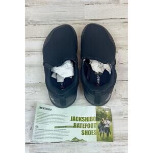 JACKSHIBO Mens 7.5 Barefoot Shoes Wide Toe Minimalist Slip On Black Zero Drop